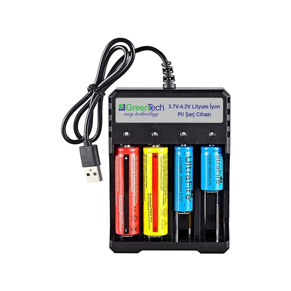 Greentech 3.7 – 4.2 Lityum İyon Pil Şarj Cihazı (Dört Yuvalı) / GT-BC05
