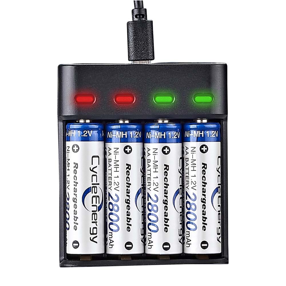 Greentech Pil Şarj Cihazı (Dört Yuvalı) - 1.2V Ni-Mh / Ni-Cd Aa / Aaa / GT-BC07