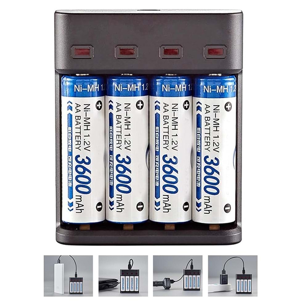Greentech Pil Şarj Cihazı (Dört Yuvalı) - 1.2V Ni-Mh / Ni-Cd Aa / Aaa / GT-BC07