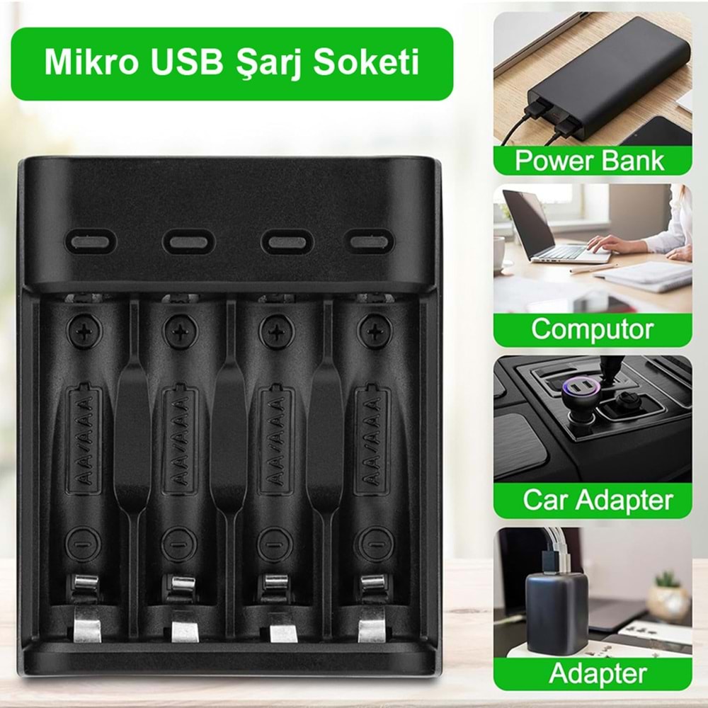 Greentech Pil Şarj Cihazı (Dört Yuvalı) - 1.2V Ni-Mh / Ni-Cd Aa / Aaa / GT-BC07