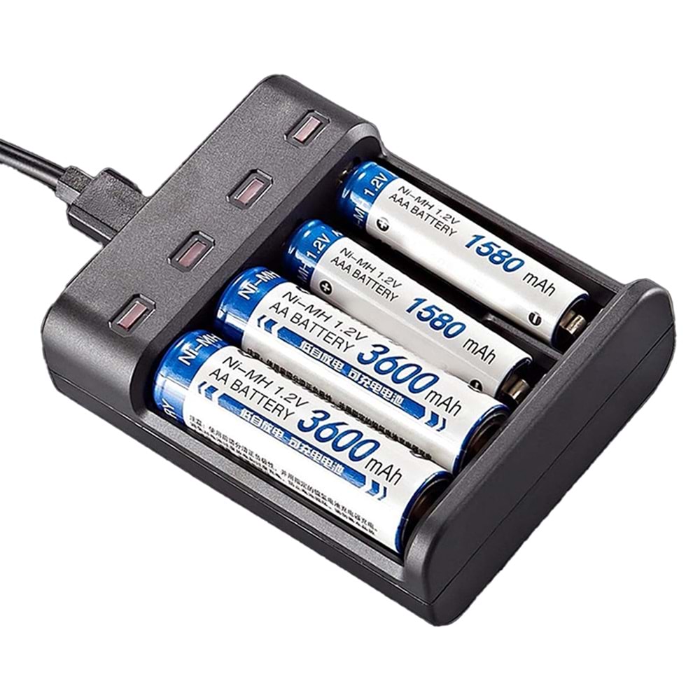 Greentech Pil Şarj Cihazı (Dört Yuvalı) - 1.2V Ni-Mh / Ni-Cd Aa / Aaa / GT-BC07