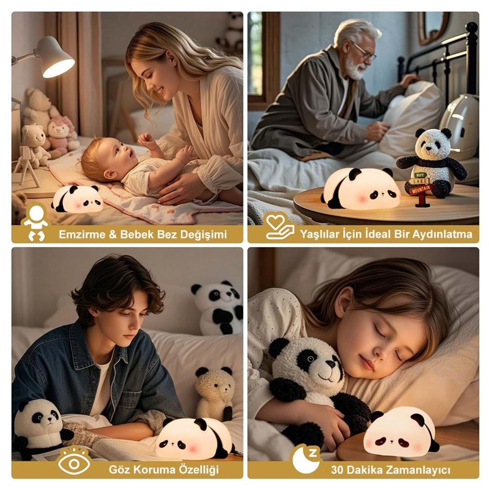 Greentech Dokunmatik Silikon Panda Gece Lambası / GT-CL17