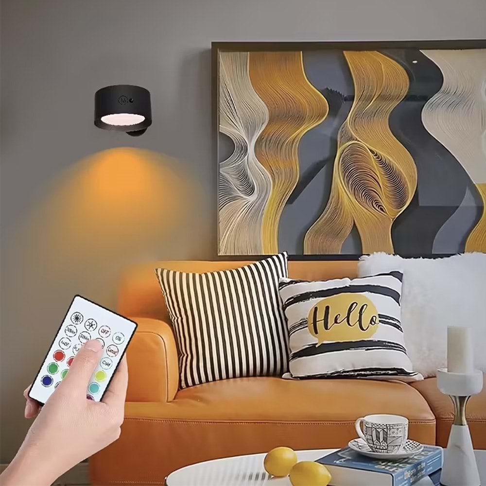 Greentech 14 Renk Dokunmatik 360° Dönebilen Magnetli Şarjlı Led Aplik - 2 Adet / GT-CL21