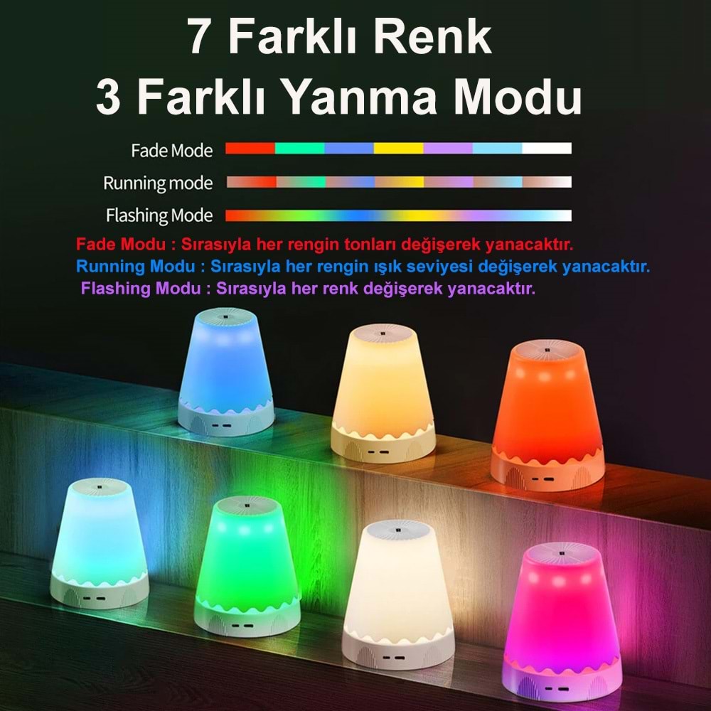 Greentech Sensörlü Şarjlı Masa ve Gece Lambası / GT-CL53