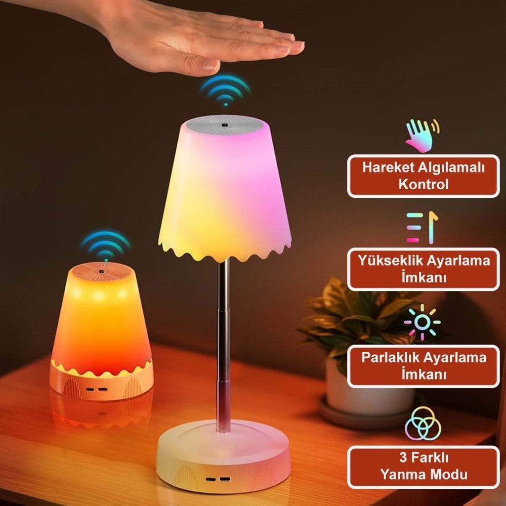 Greentech Sensörlü Şarjlı Masa ve Gece Lambası / GT-CL53