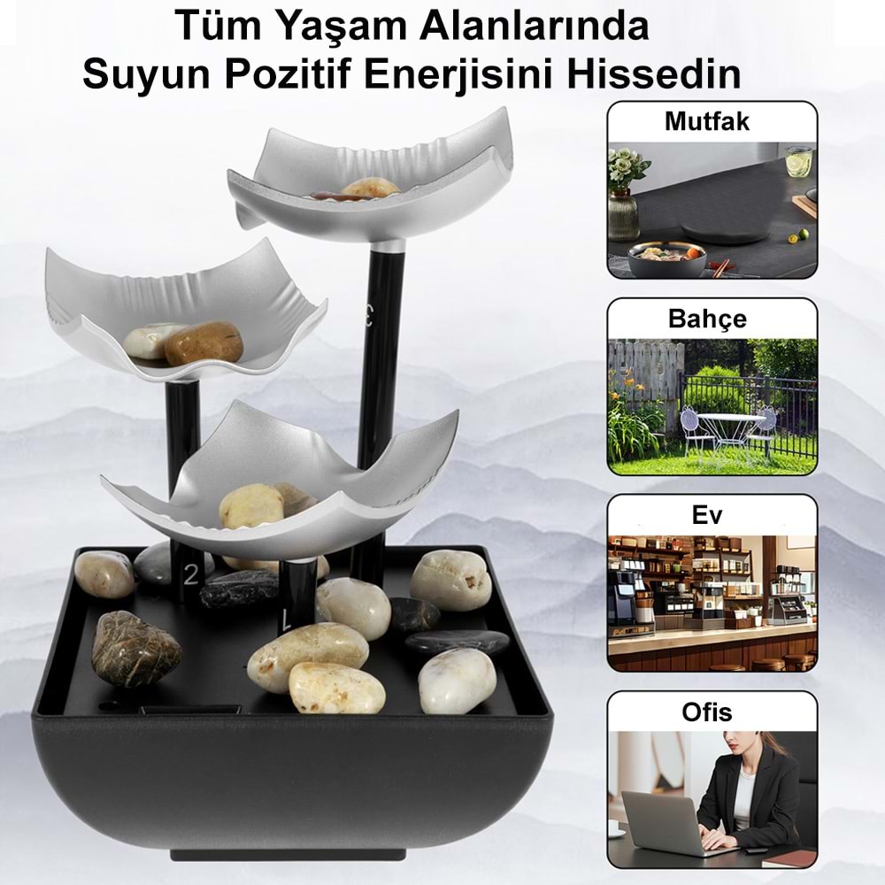 Greentech Dekoratif Masaüstü Işıklı Mini Şelale GT-DF01