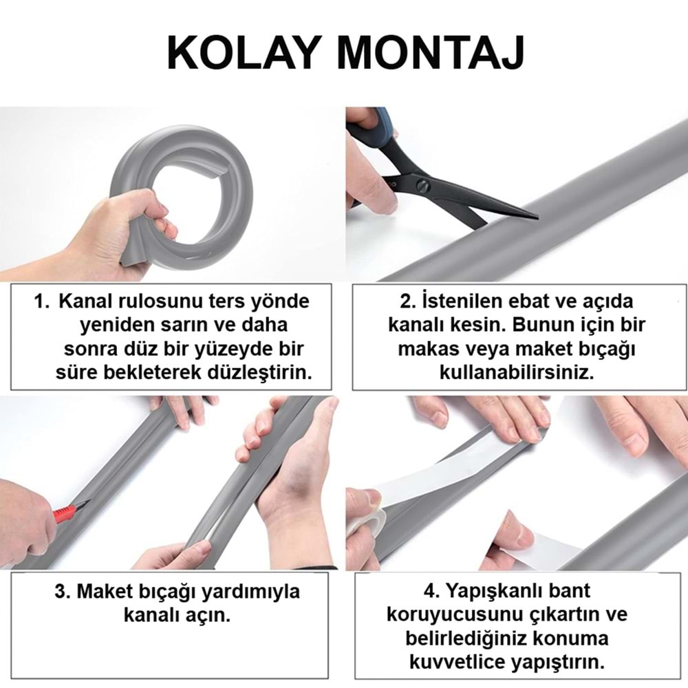Greentech Esnek Kablo Kanalı Gri / GT-KK04