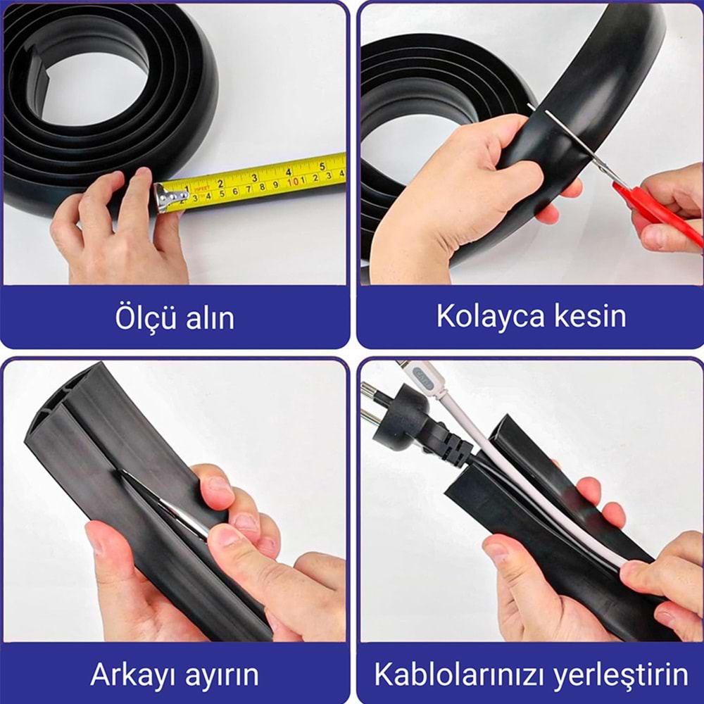Greentech Esnek Kablo Kanalı Siyah / GT-KK06