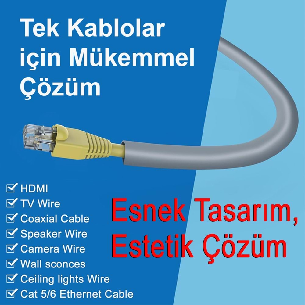 Greentech Esnek Kablo Kanalı Şeritli Gri / GT-KK10