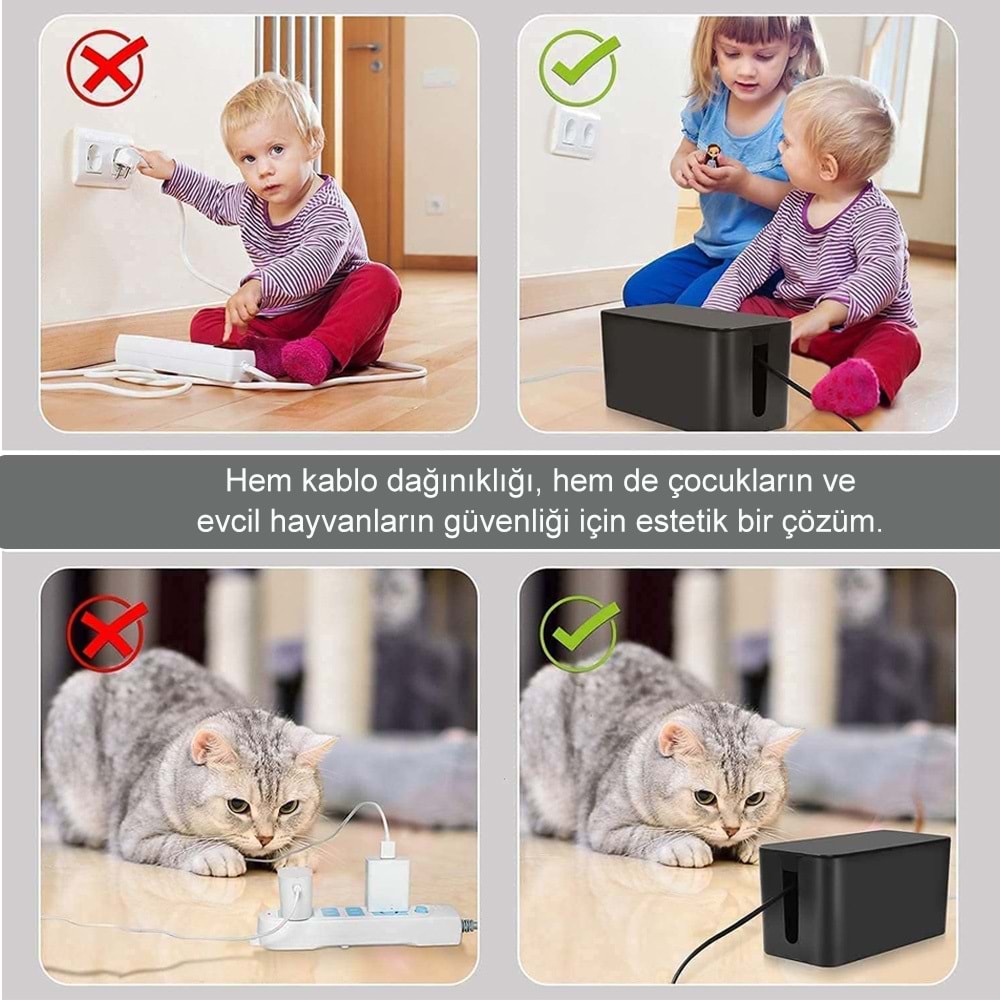 Greentech Kablo Düzenleme Kutusu (Siyah Renk-Büyük Boy) GT-PK06
