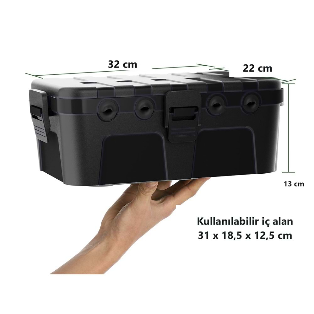 Greentech Dış Mekan Su Geçirmez Priz ve Kablo Bağlantı Kutusu, IP54, 6 Girişli, 32x22x13 cm, Siyah / GT-PK11