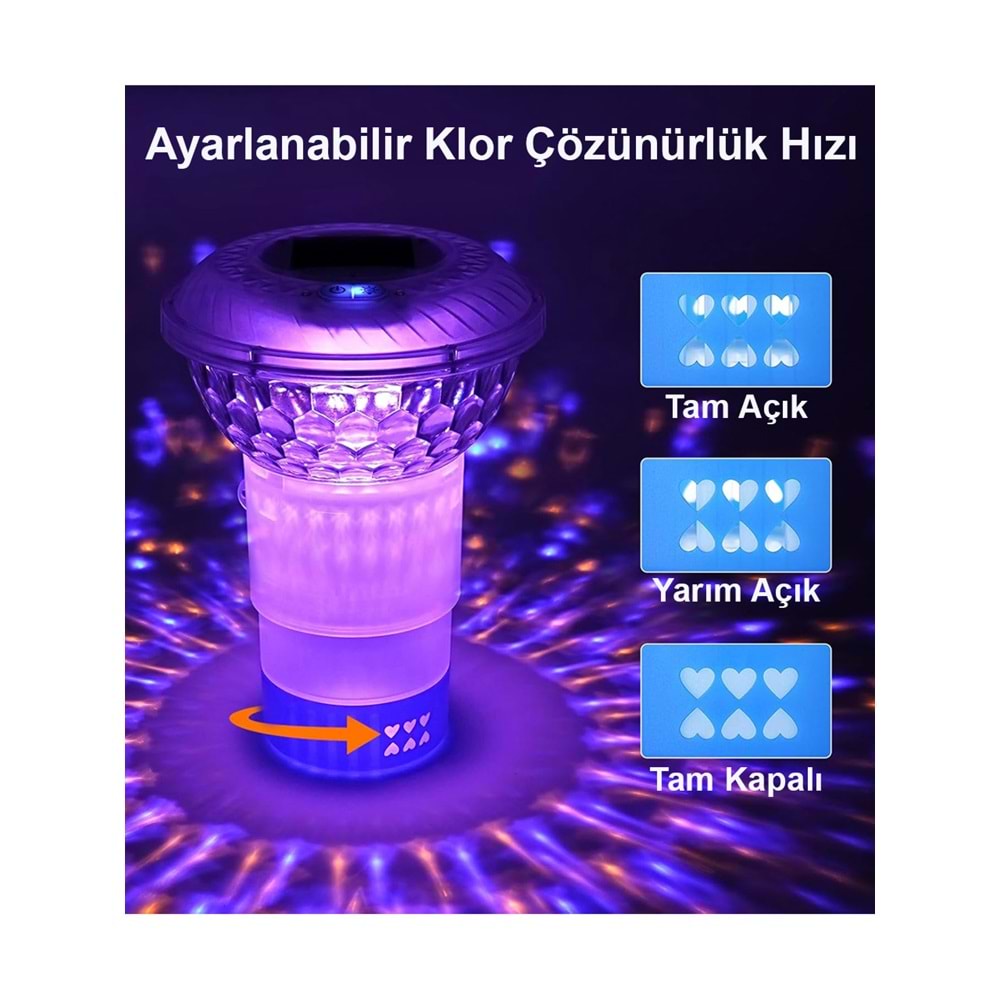 Greentech Güneş Enerjili, Klor Hazneli, Kumandalı Havuz LED Aydınlatma 1 Adet/GT-PL01