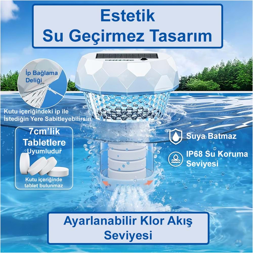 Greentech Güneş Enerjili Kumandalı Havuz LED Aydınlatma 1 ADET/GT-PL04