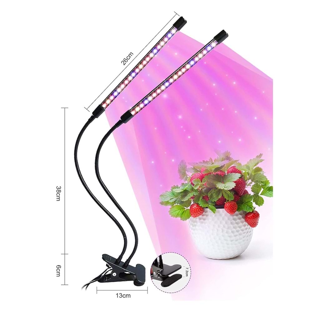 Greentech Bitki Büyütme Lambası Tam Spectrumlu 2 Başlı / GT-PL21