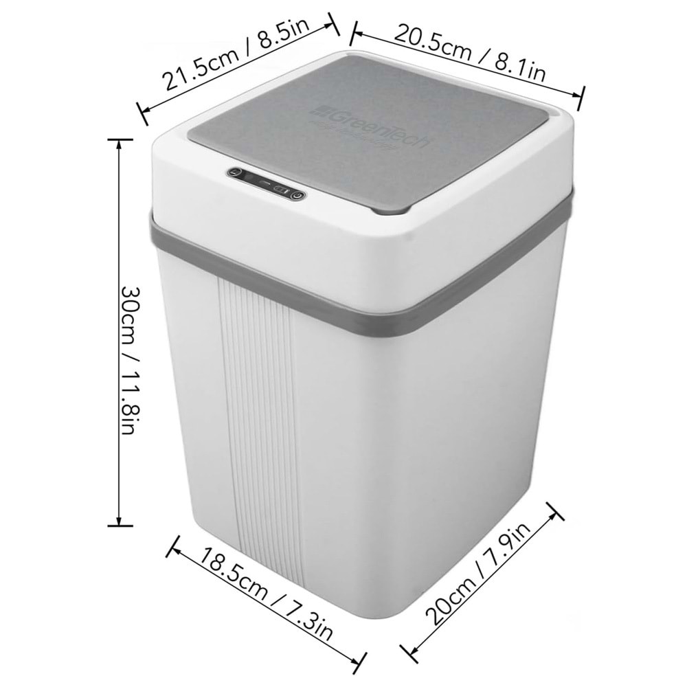 Greentech Sensörlü 12 Litre Çöp Kovası (Şarj Edilebilir Lityum Pilli) / GT-SC01