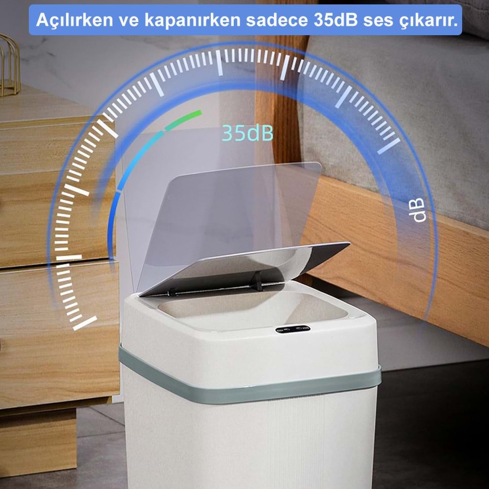 Greentech Sensörlü 12 Litre Çöp Kovası (Şarj Edilebilir Lityum Pilli) / GT-SC01