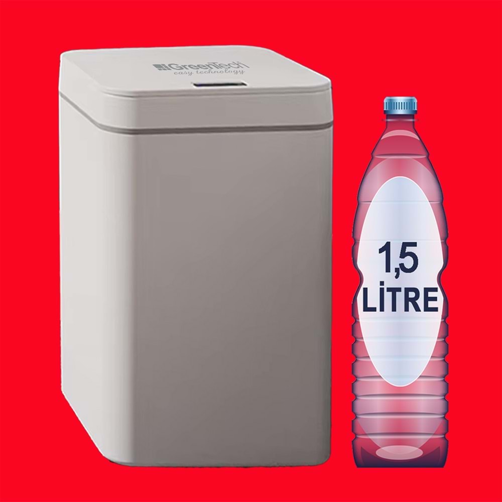 Greentech Sensörlü 16 Litre Çöp Kovası (Şarj Edilebilir Lityum Pilli) / GT-SC03 TEŞHİR BEYAZ