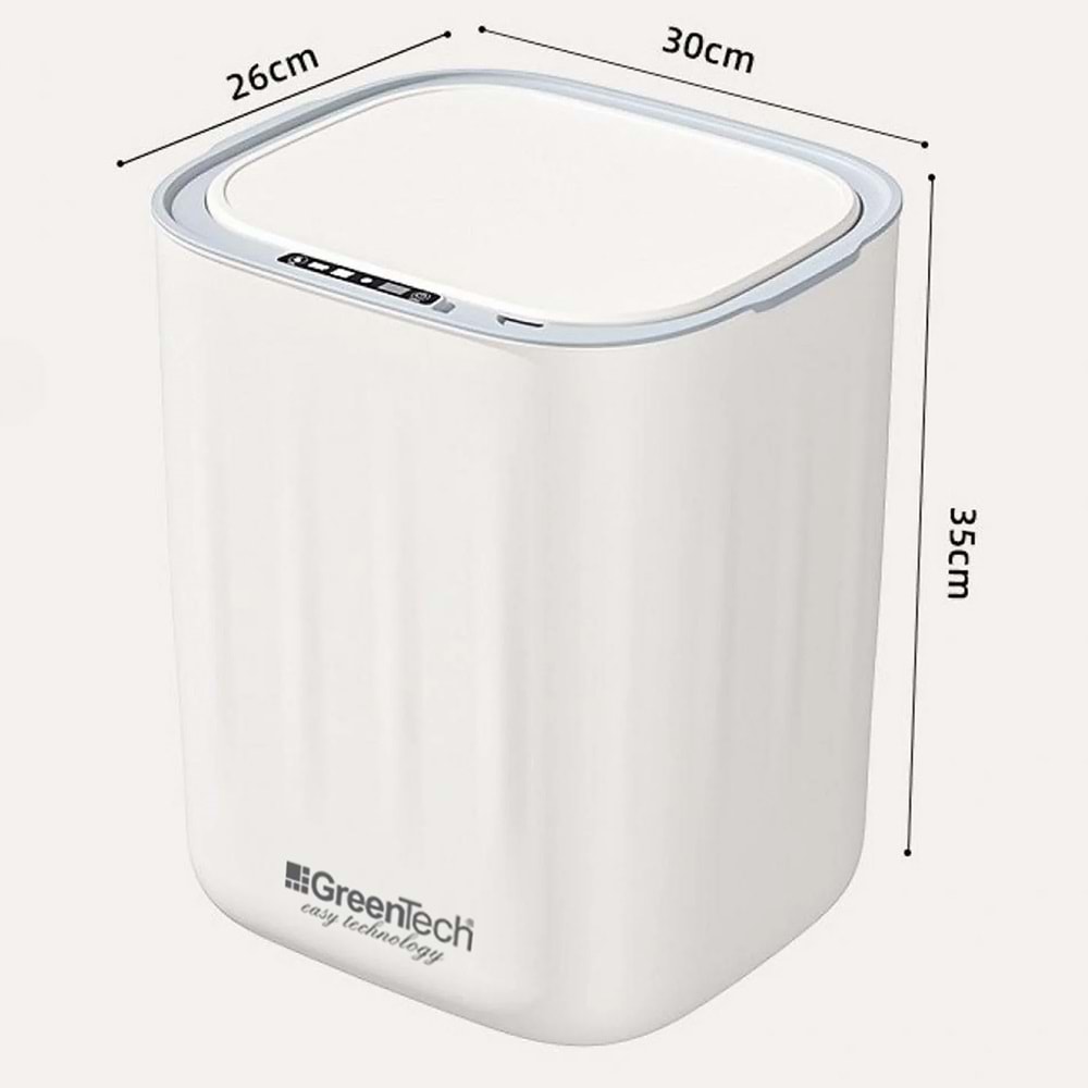 Greentech Sensörlü 28 Litre Çöp Kovası (Şarj Edilebilir Lityum Pilli) / GT-SC07B