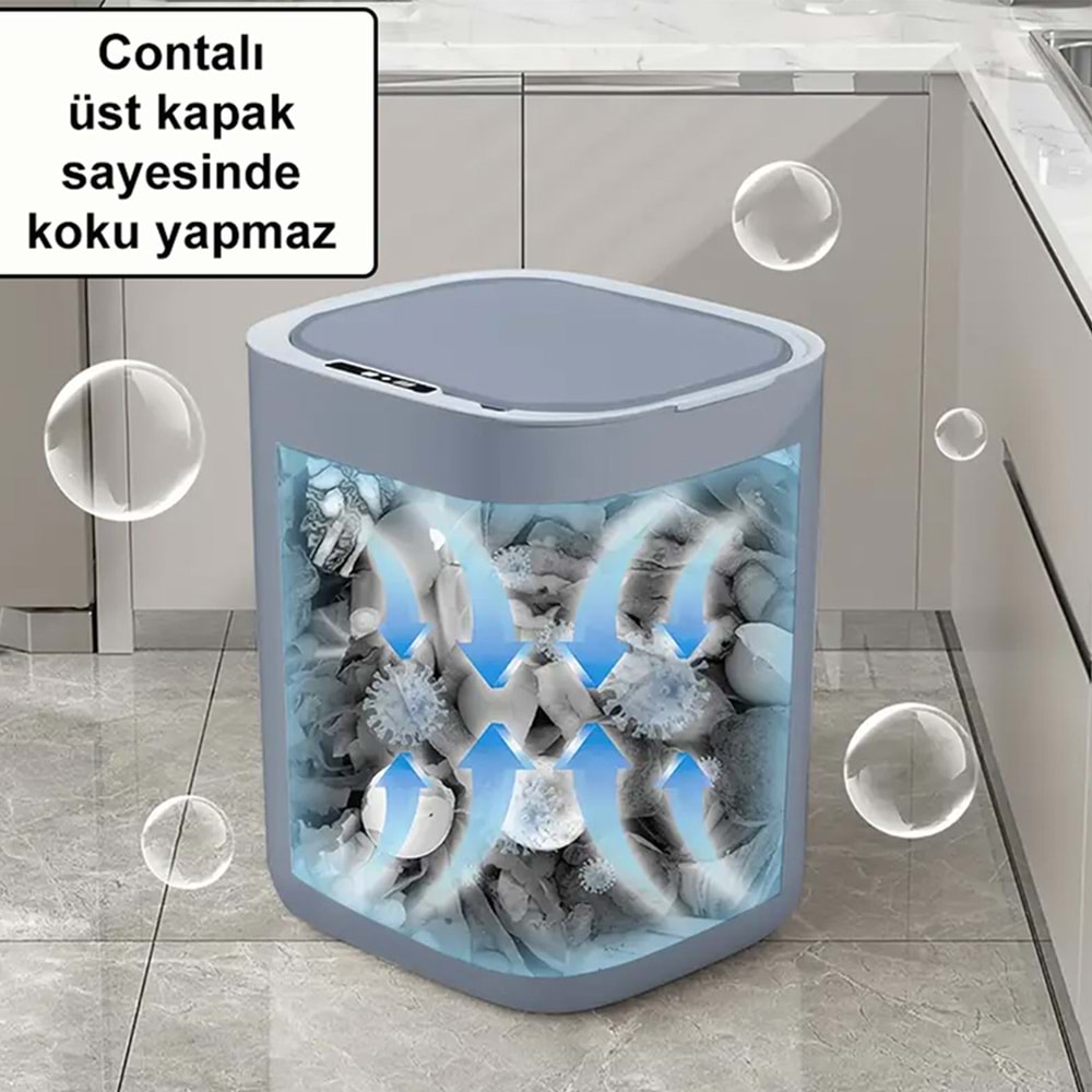 Greentech Sensörlü 28 Litre Çöp Kovası (Şarj Edilebilir Lityum Pilli) / GT-SC07B