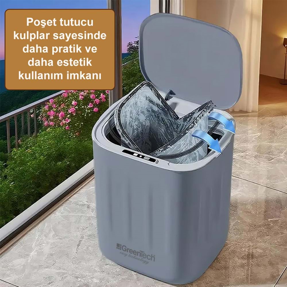 Greentech Sensörlü 28 Litre Çöp Kovası ) / GT-SC07 GRİ - TEŞHİR