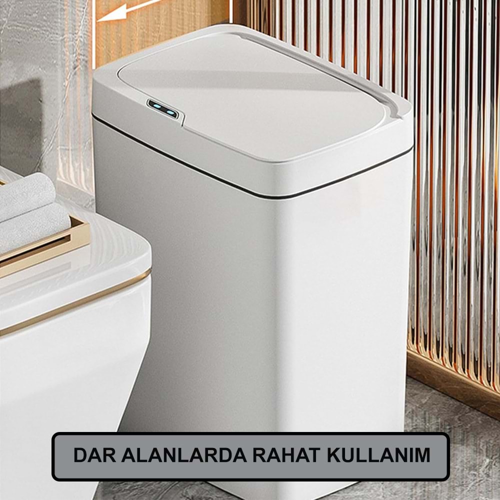 Greentech Sensörlü 18 Litre Çöp Kovası (Şarj Edilebilir Lityum Pilli) / GT-SC15