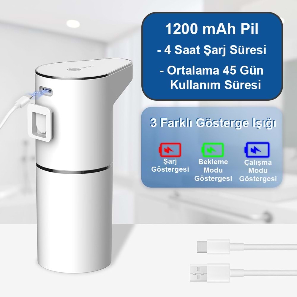 Greentech Sensörlü USB Şarjlı Köpük Sabunluk / GT-SD01