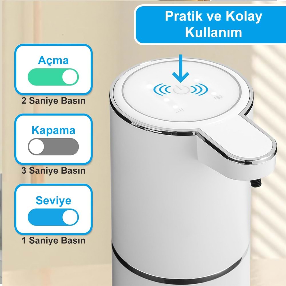 Greentech Sensörlü USB Şarjlı Köpük Sabunluk / GT-SD03