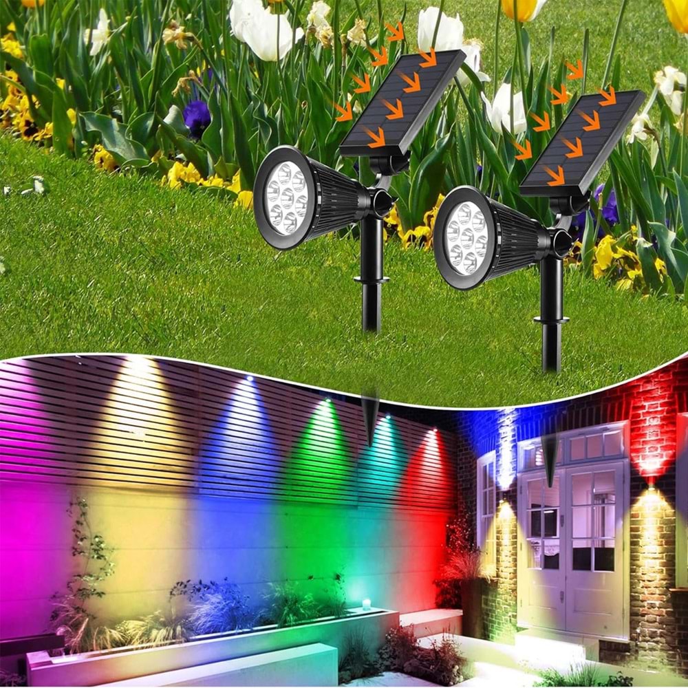 Greentech Güneş Enerjili Renk Değiştiren 7 Ledli Bahçe Işık / GT-SL04
