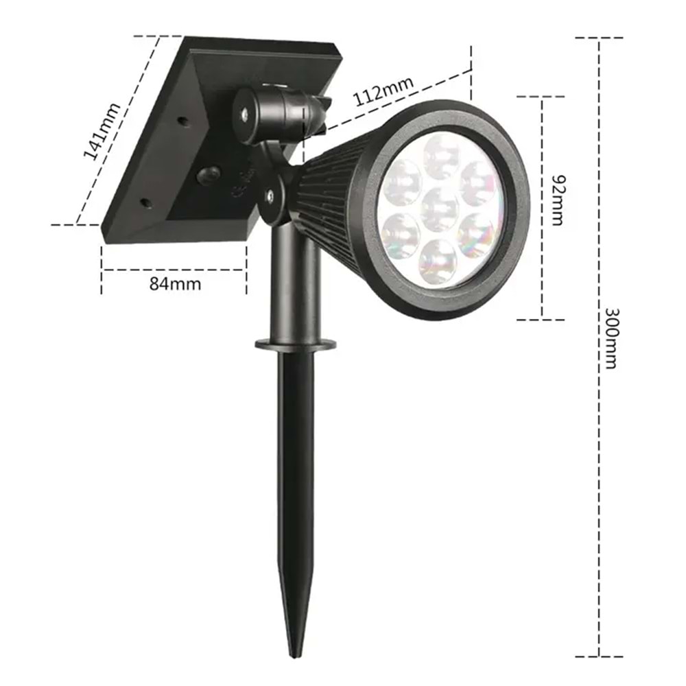 Greentech Güneş Enerjili Renk Değiştiren 7 Ledli Bahçe Işık / GT-SL04