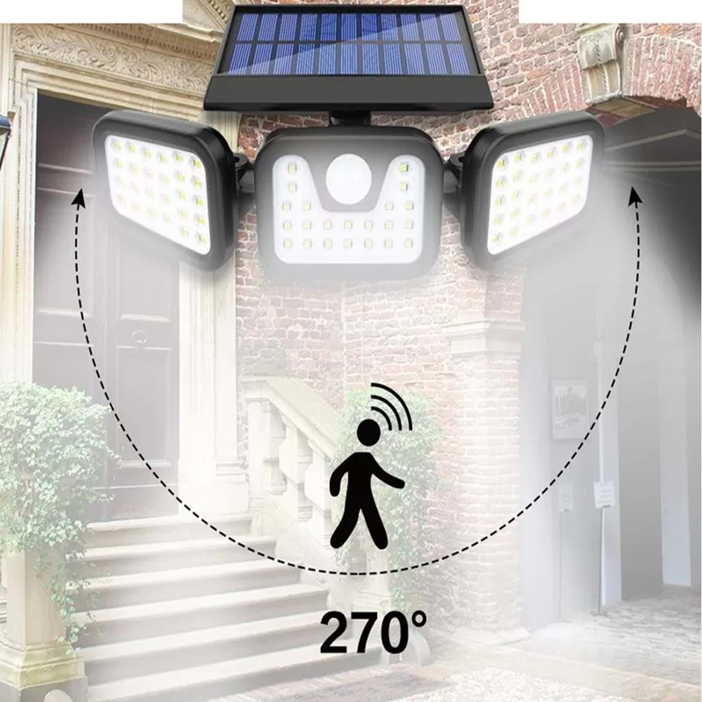 Greentech Güneş Enerjili Hareket Sensörlü 3 Taraflı Led Aydınlatma / GT-SL07
