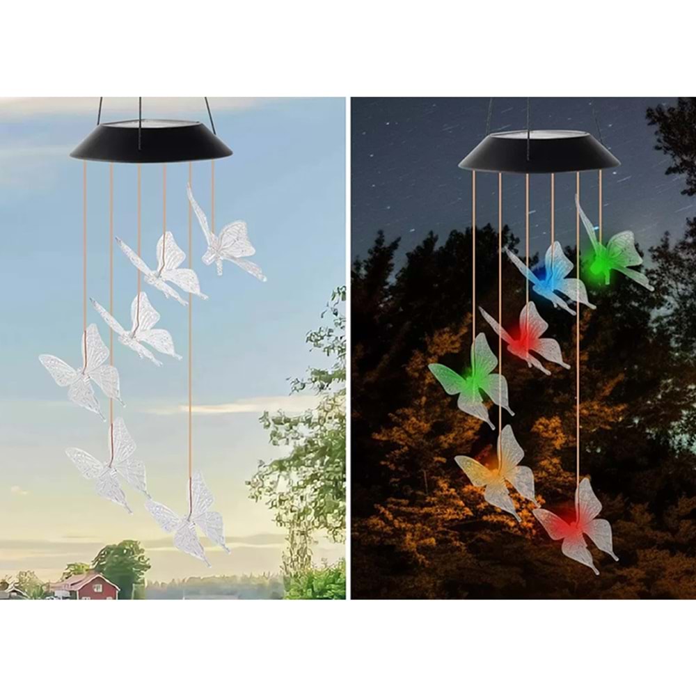 Greentech Güneş Enerjili Renk Geçişli Kristal Kelebek Aydınlatma / GT-SL08
