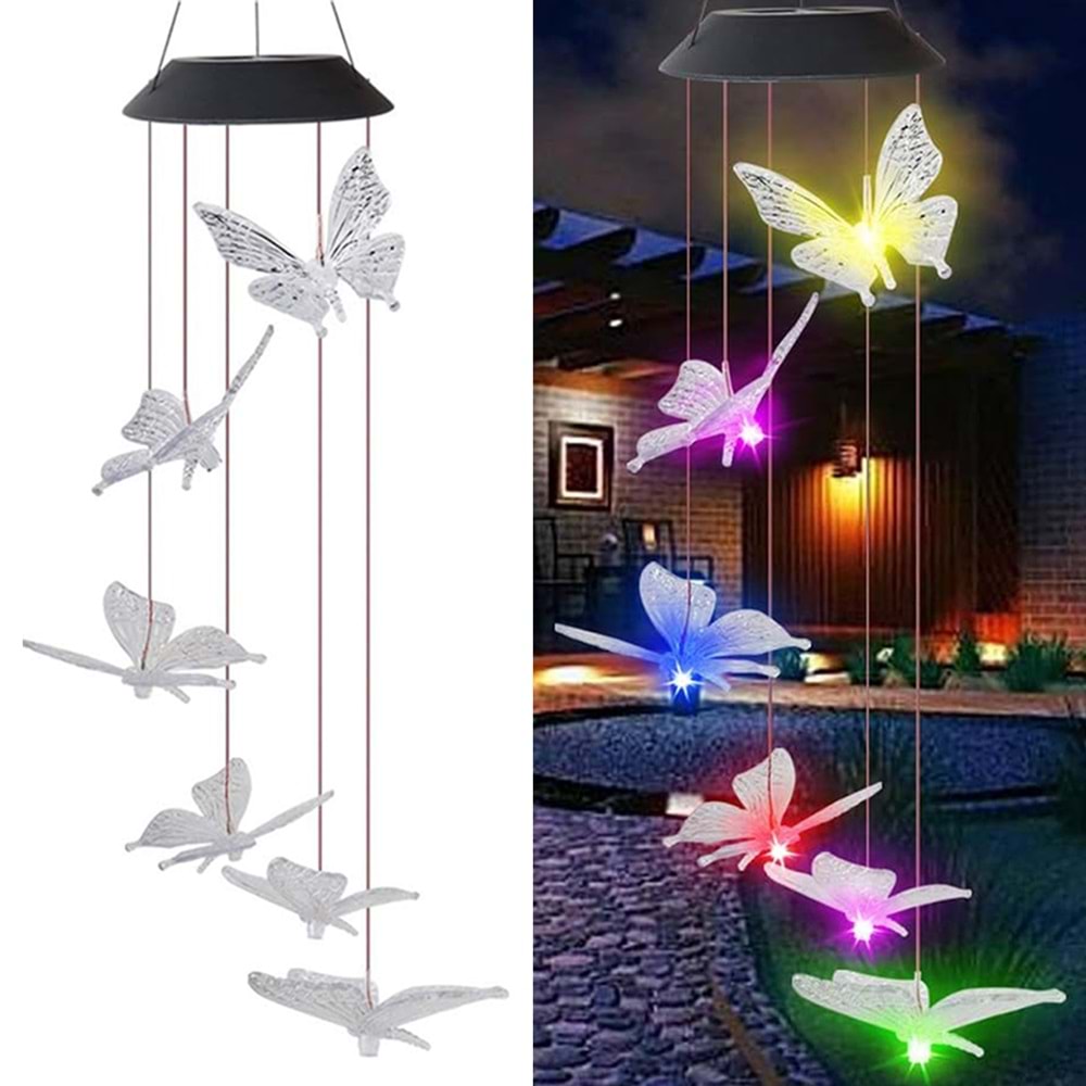 Greentech Güneş Enerjili Renk Geçişli Kristal Kelebek Aydınlatma / GT-SL08
