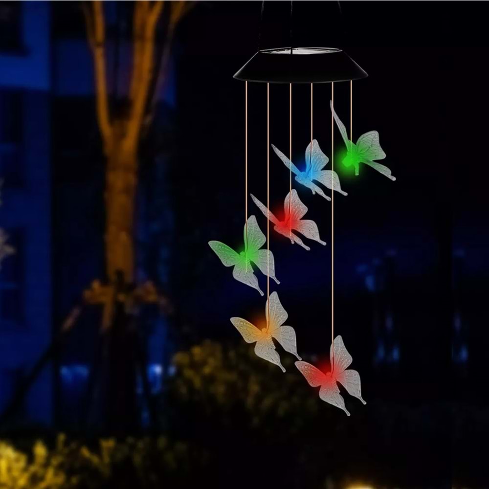 Greentech Güneş Enerjili Renk Geçişli Kristal Kelebek Aydınlatma / GT-SL08