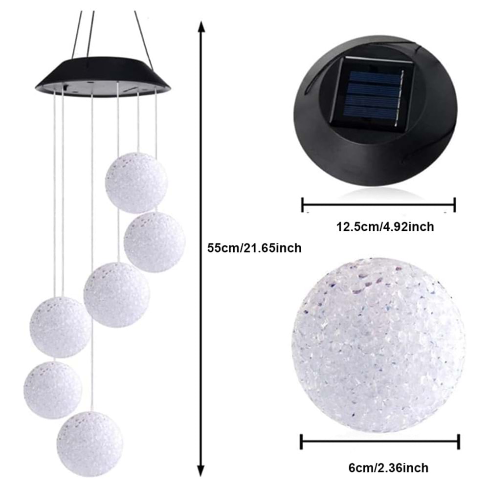 Greentech Güneş Enerjili Renk Geçişli Kristal Top Aydınlatma / GT-SL10