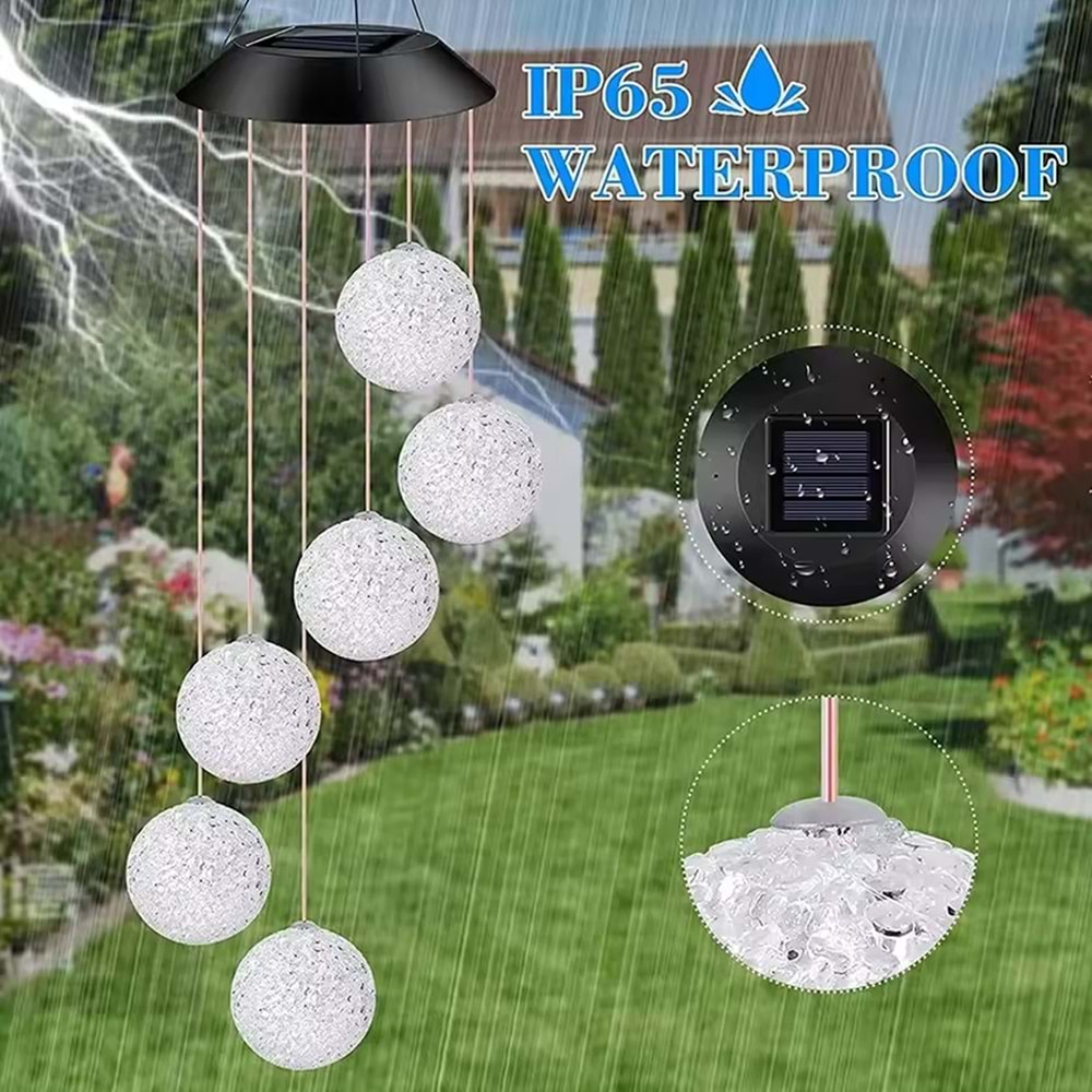 Greentech Güneş Enerjili Renk Geçişli Kristal Top Aydınlatma / GT-SL10