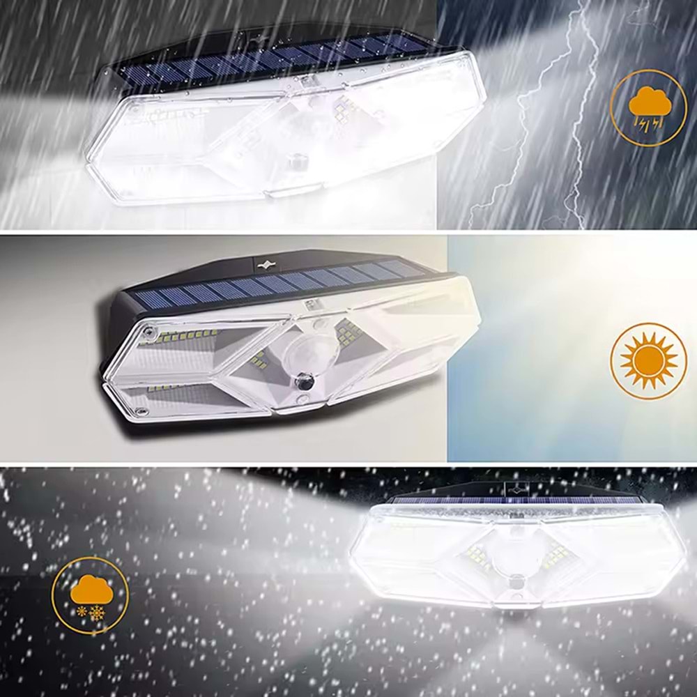 Greentech Güneş Enerjili Hareket Sensörlü, 6 Taraflı 104 Led Aydınlatma / GT-SL13-2 Adet