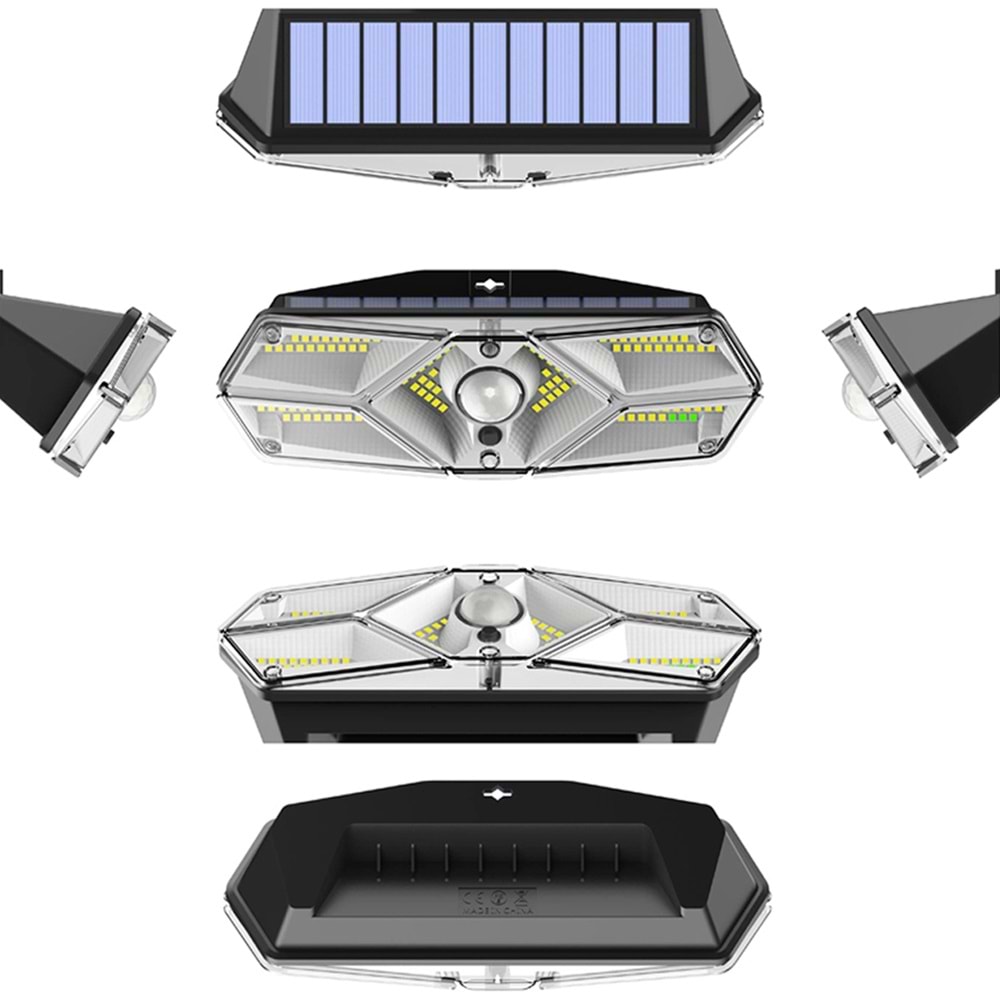 Greentech Güneş Enerjili Hareket Sensörlü, 6 Taraflı 104 Led Aydınlatma / GT-SL13-2 Adet