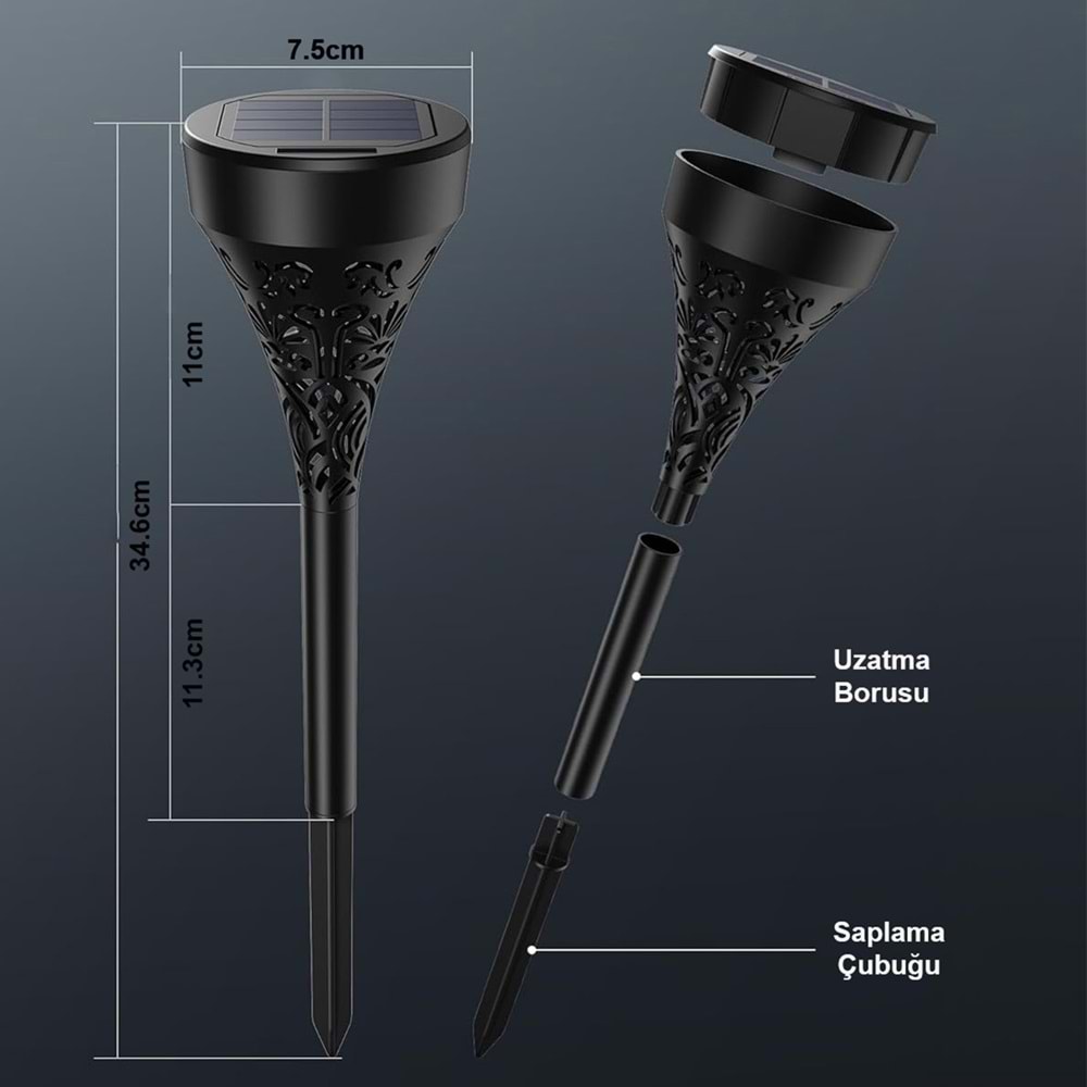 Greentech Güneş Enerjili Bahçe / Çim Aydınlatma 6 Adet / GT-SL17N