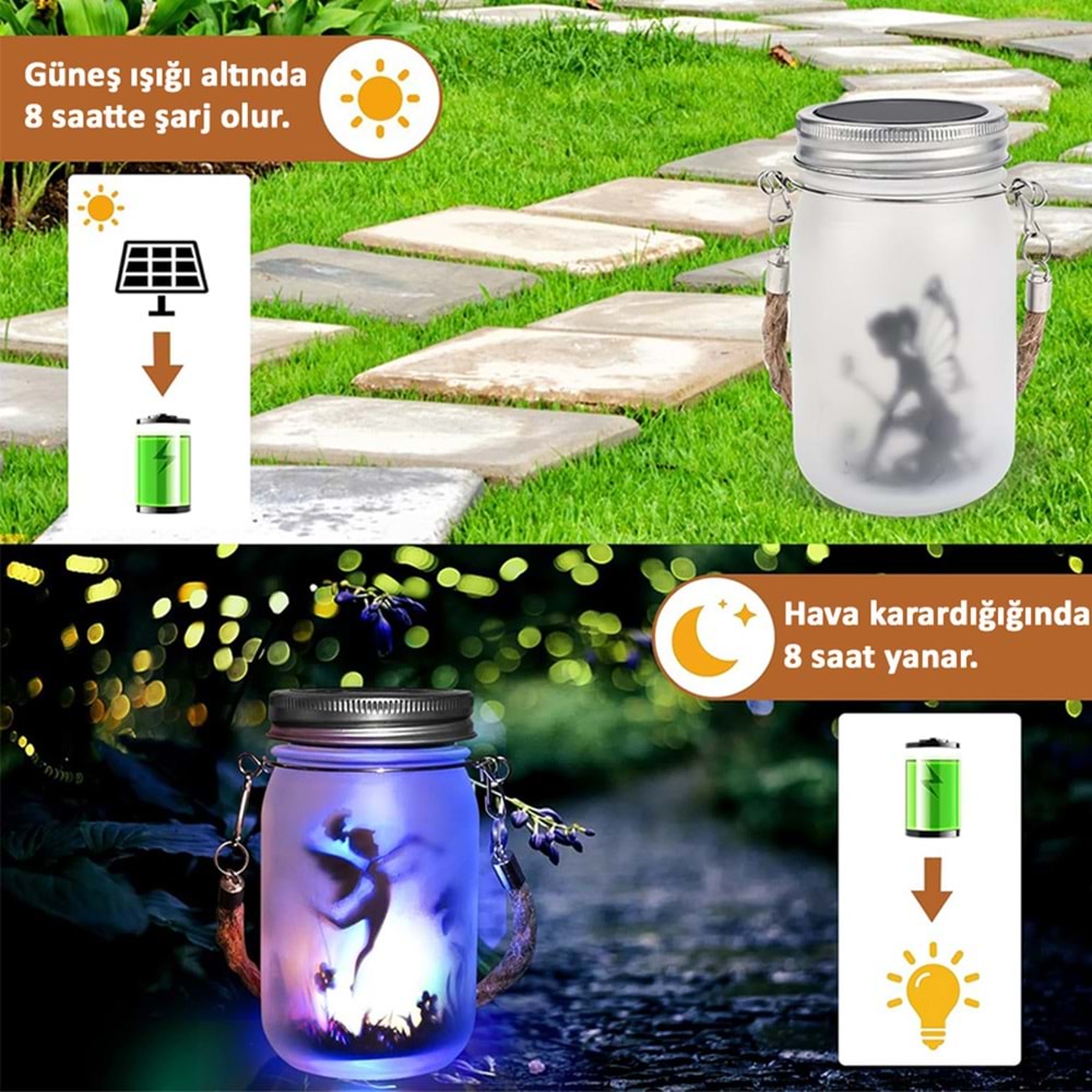 Greentech Güneş Enerjili Dekoratif LED Fener / Askılı Bahçe Feneri / Bahçe Dekoras. Feneri / GT-SL27