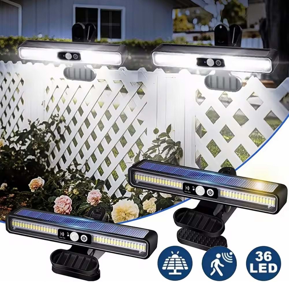 Greentech Güneş Enerjili Hareket Sensörlü Mandallı LED Aydınlatma / GT-SL29