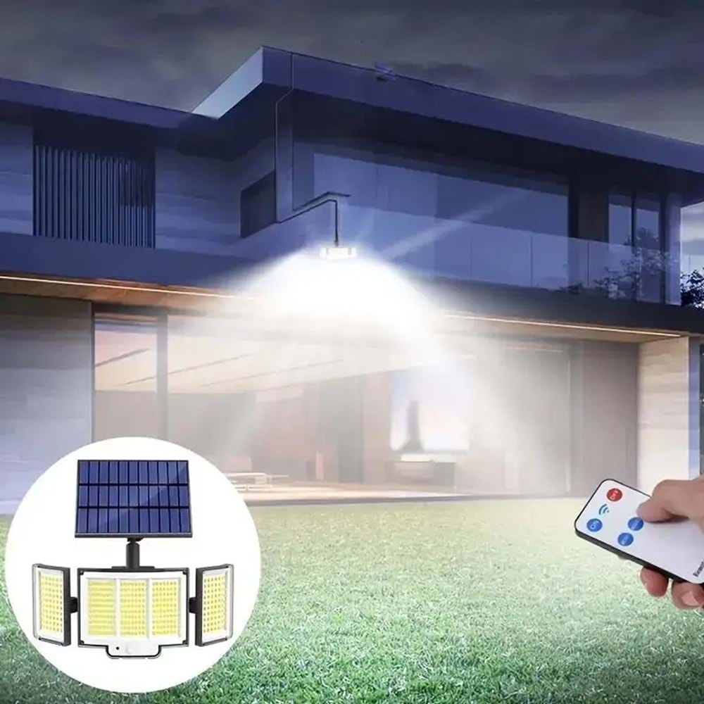 Greentech 348 Ledli, Güneş Enerjili, Hareket Sensörlü, 3 Taraflı Aydınlatma / GT-SL30