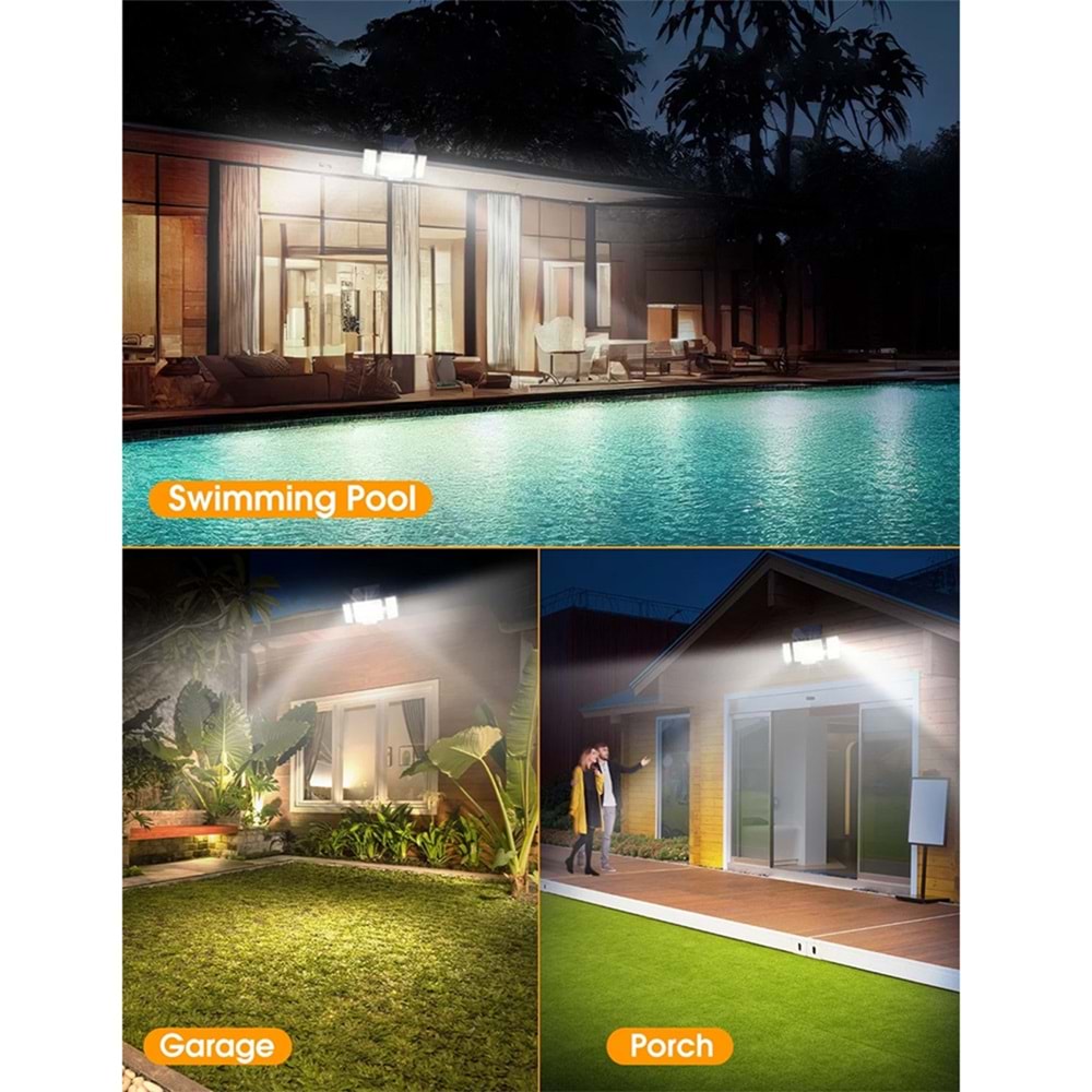 Greentech 348 Ledli, Güneş Enerjili, Hareket Sensörlü, 3 Taraflı Aydınlatma / GT-SL30