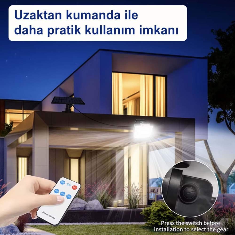 Greentech Güneş Enerjili, Hareket Sensörlü, 228 Boncuk LED Aydınlatma / GT-SL33