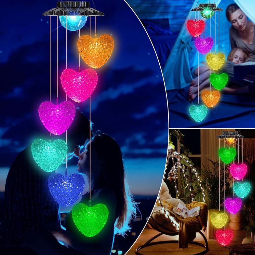 Greentech Güneş Enerjili Renk Geçişli Kristal Kalp Aydınlatma / GT-SL40