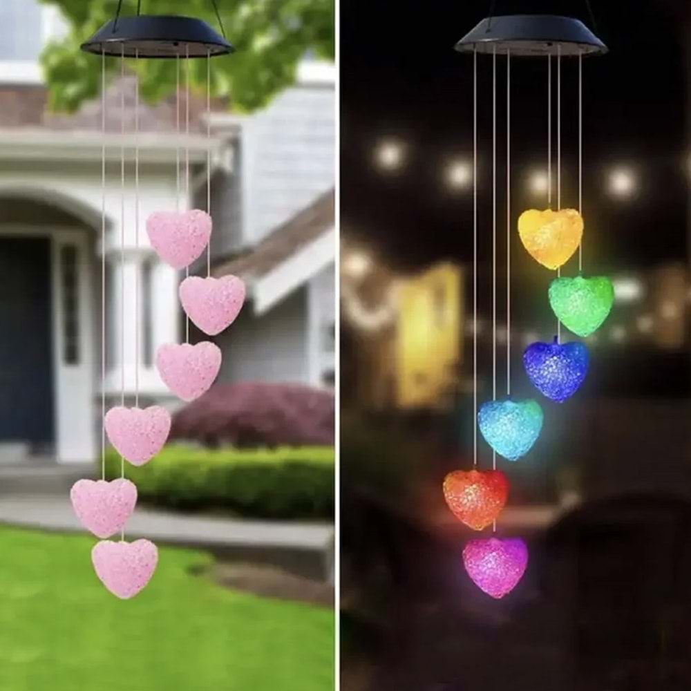 Greentech Güneş Enerjili Renk Geçişli Kristal Kalp Aydınlatma / GT-SL40