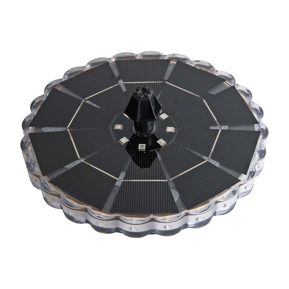 Greentech Güneş Enerjili Yüzen Fıskiye, 32 Renkli LED, 7 Başlıklı Süs Havuzu ve Kuş Banyosu Çeşmesi / GT-SL44