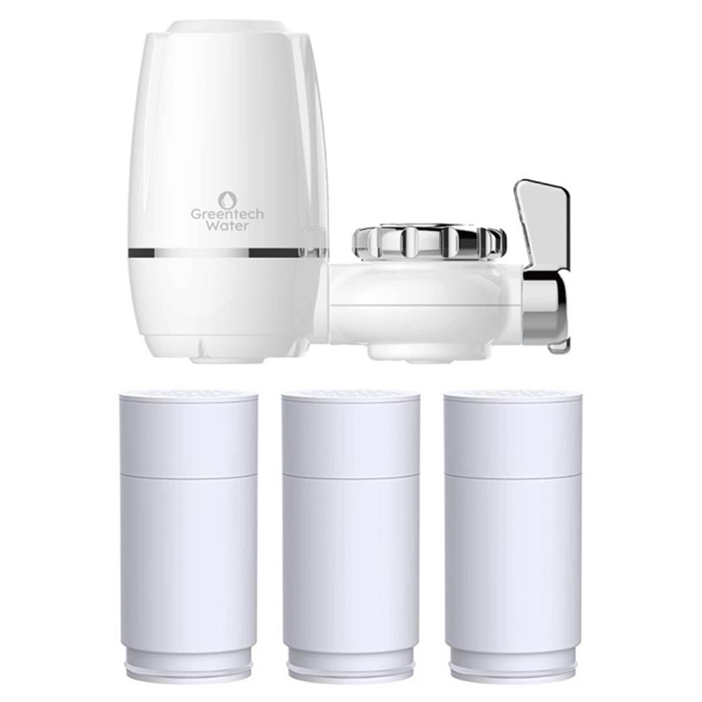 Greentech Water UF Membran Filtreli Musluk Ucu Arıtıcı / 3 Adet UF Membran Filtreli Kartuş / GW-D01P2