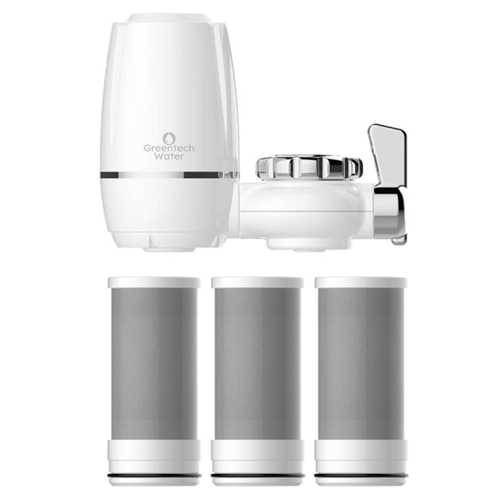Greentech Water Aktive Edilmiş Karbon Filtreli Musluk Ucu Arıtıcı / 3 Adet Karbon Filtreli Kartuş /