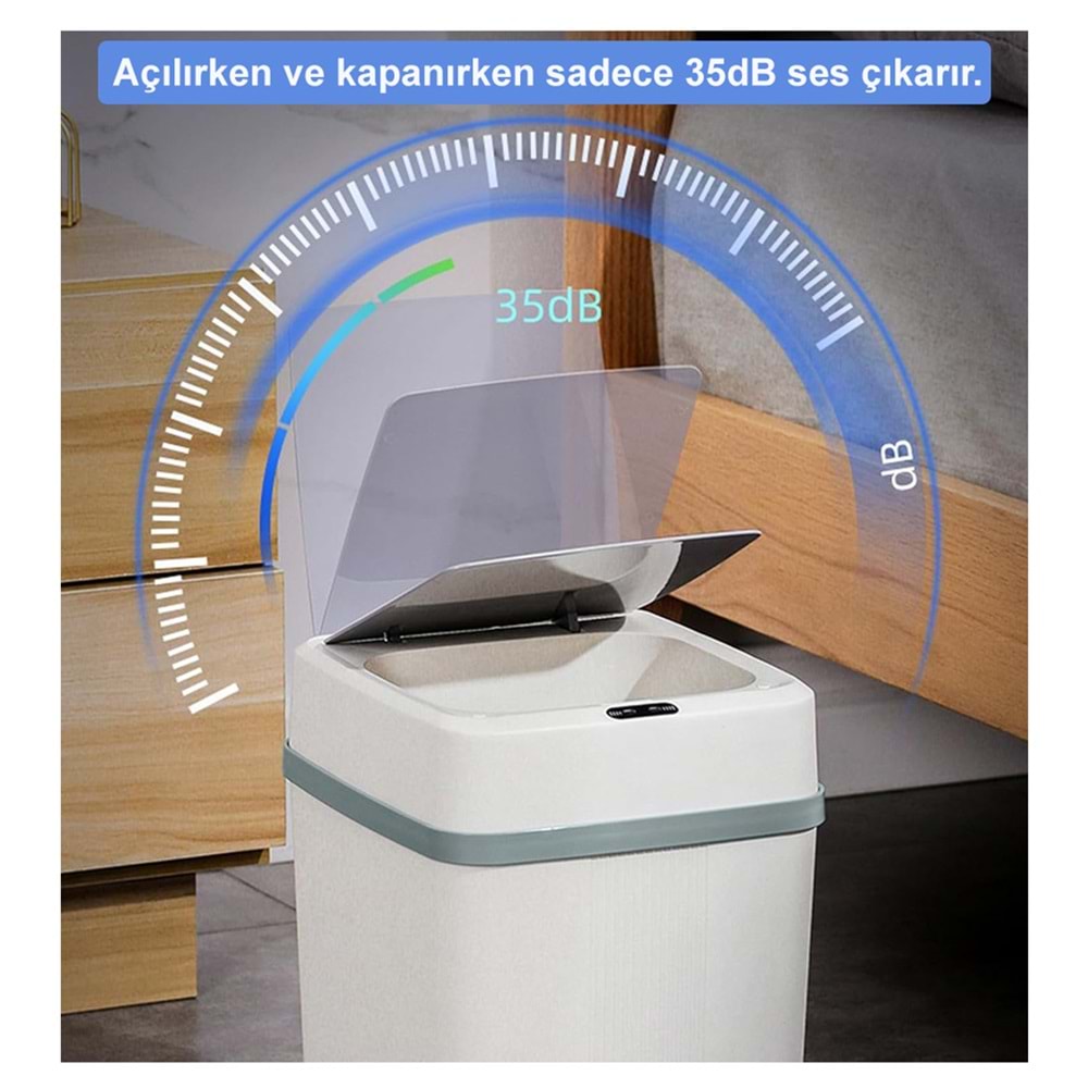 Greentech Sensörlü 12 Litre Çöp Kovası (KABLOLU) / GT-SC01 TEŞHİR BEYAZ