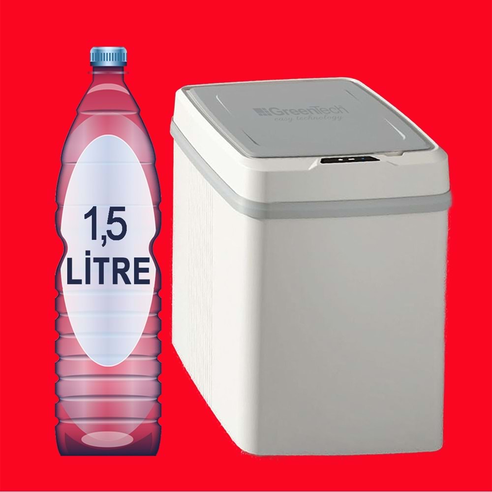 Greentech Sensörlü 12 Litre Çöp Kovası (KABLOLU) / GT-SC01 TEŞHİR BEYAZ
